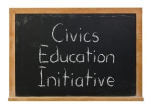 image of a blackboard with Civics Education Initiative written on it.