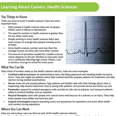 Learning About Health Sciences Careers